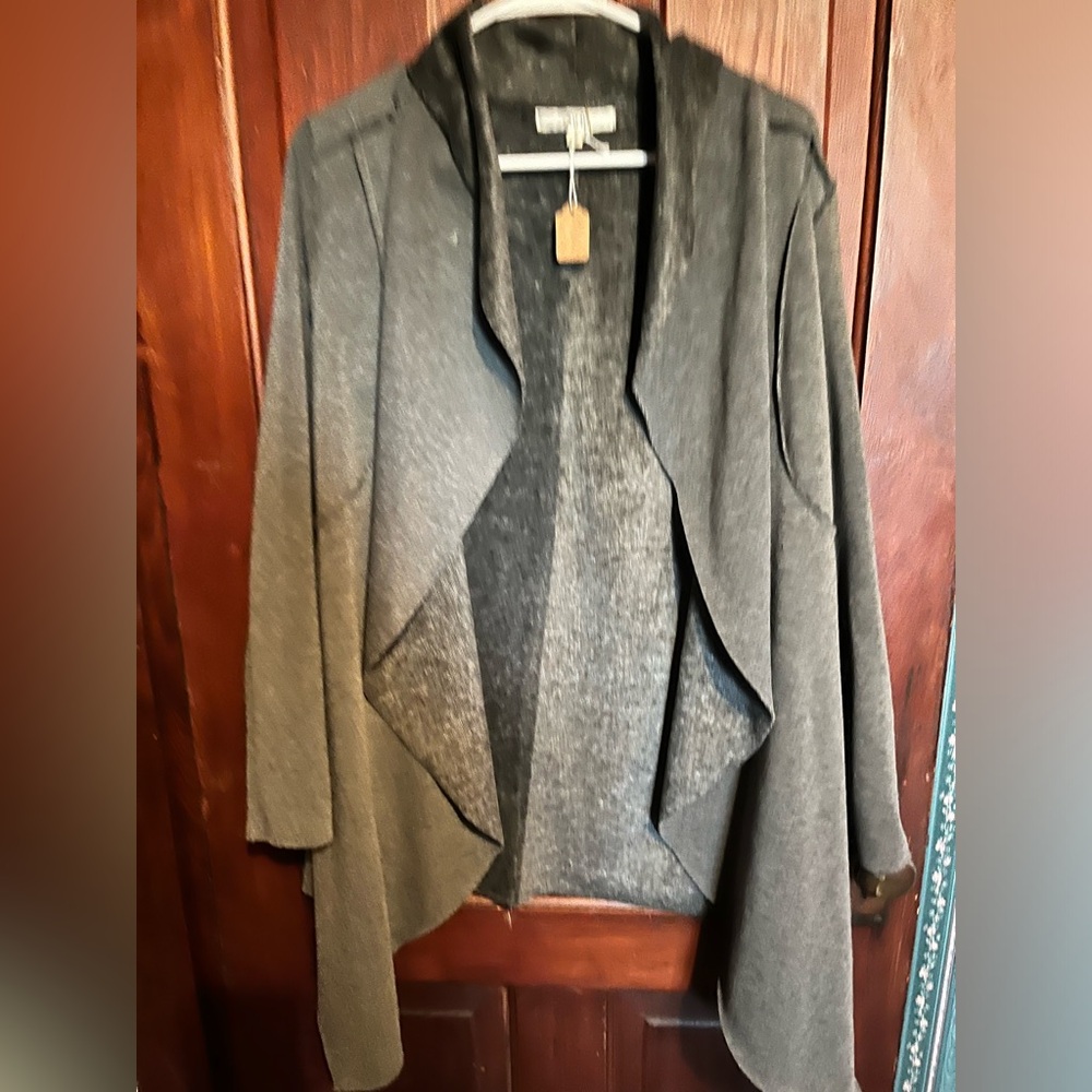 Grey faux fur lined cardigan